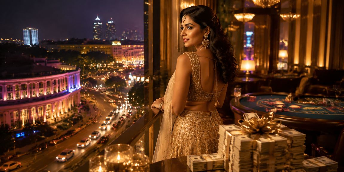Casino betting center in Connaught Place Delhi with Indian traditional attire